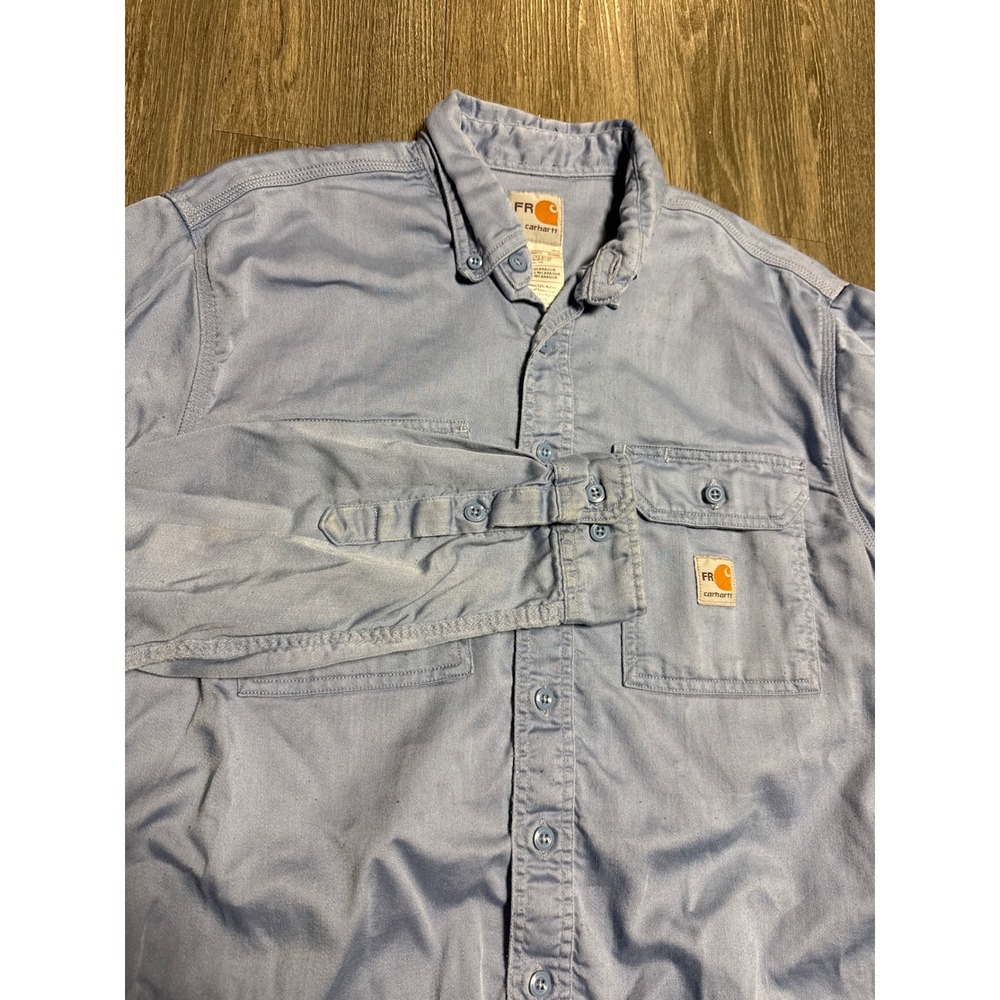 Carhartt FR Flame Resistant Shirt Mens Medium Blue FRS003 466 CAT 2 Workwear